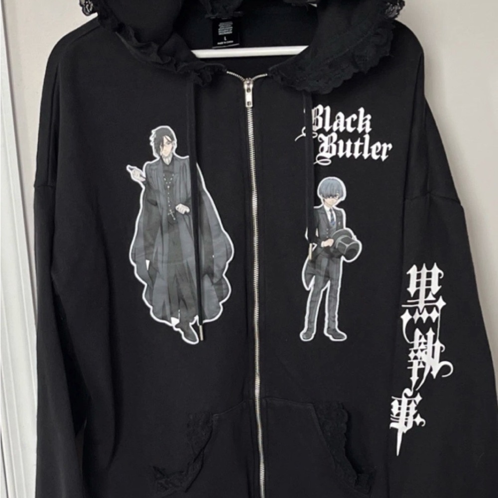 Hot Topic Black Black Butler Zip-Up Hoodie
